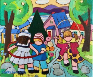 Terry Ananny - Summertime whimsical painting children playing