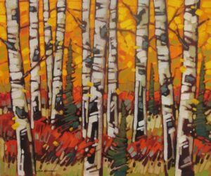 Cameron Bird - Aspen Patterns trees abstract painting forest