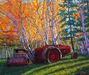 Doug Crook - Rusting Relics tractor car old painting
