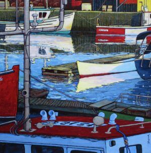Doug Crook - The Wharf At Sunset dock water painting