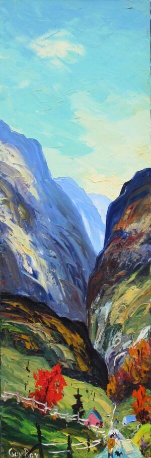 Guy Roy - A l'abri du vent abstract impasto landscape painting hills