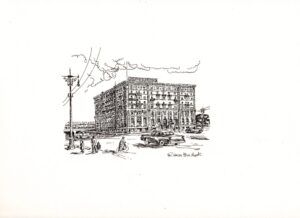 Roman Swiderek - Majestic Royal Alexandra Hotel ink drawing winnipeg
