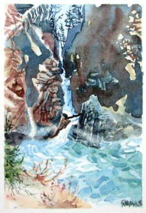 Roman Swiderek - The Explosive Power of Water, Johnston Canyon watercolour mini