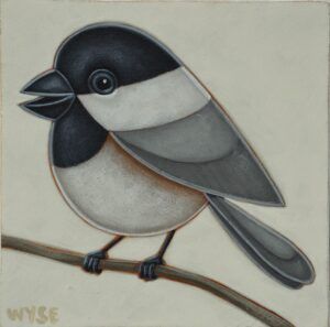 Peter Wyse - Chirp bird painting chickadee mini