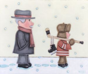 Peter Wyse - My Biggest Fan painting grandpa skating hockey winter