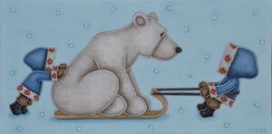 Peter Wyse - The Silly Three polar bear kids playing snow painting