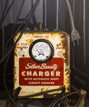 Mandy van Leeuwen - Rate of Charge battery painting silver beauty