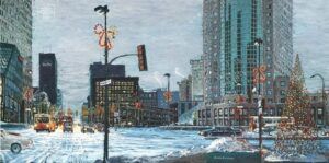 Dusk at Portage & Main