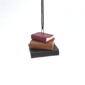 Wine, Tan, & Brown Book Ornament by Debra Francis