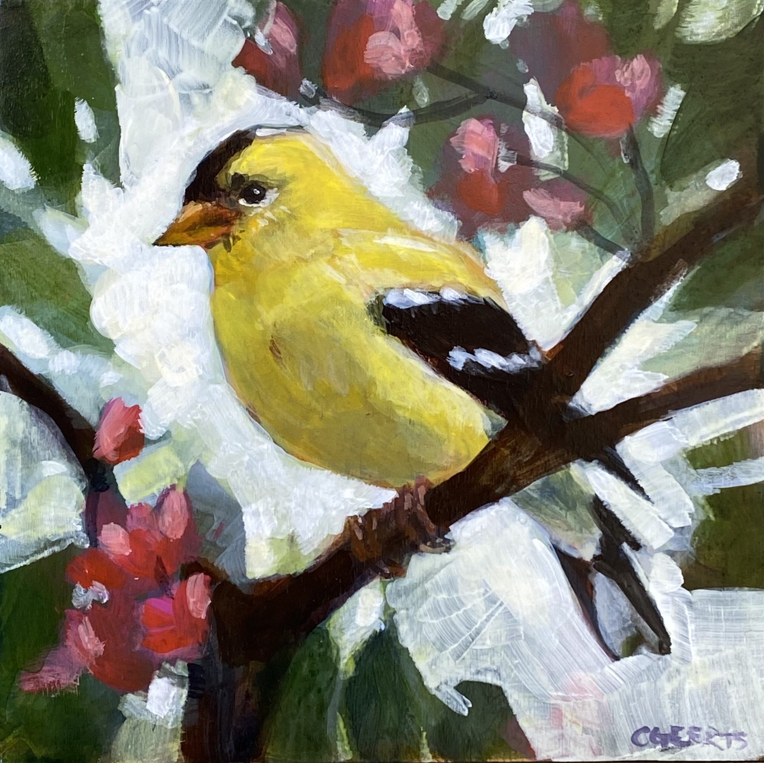 Goldfinch with Blossoms