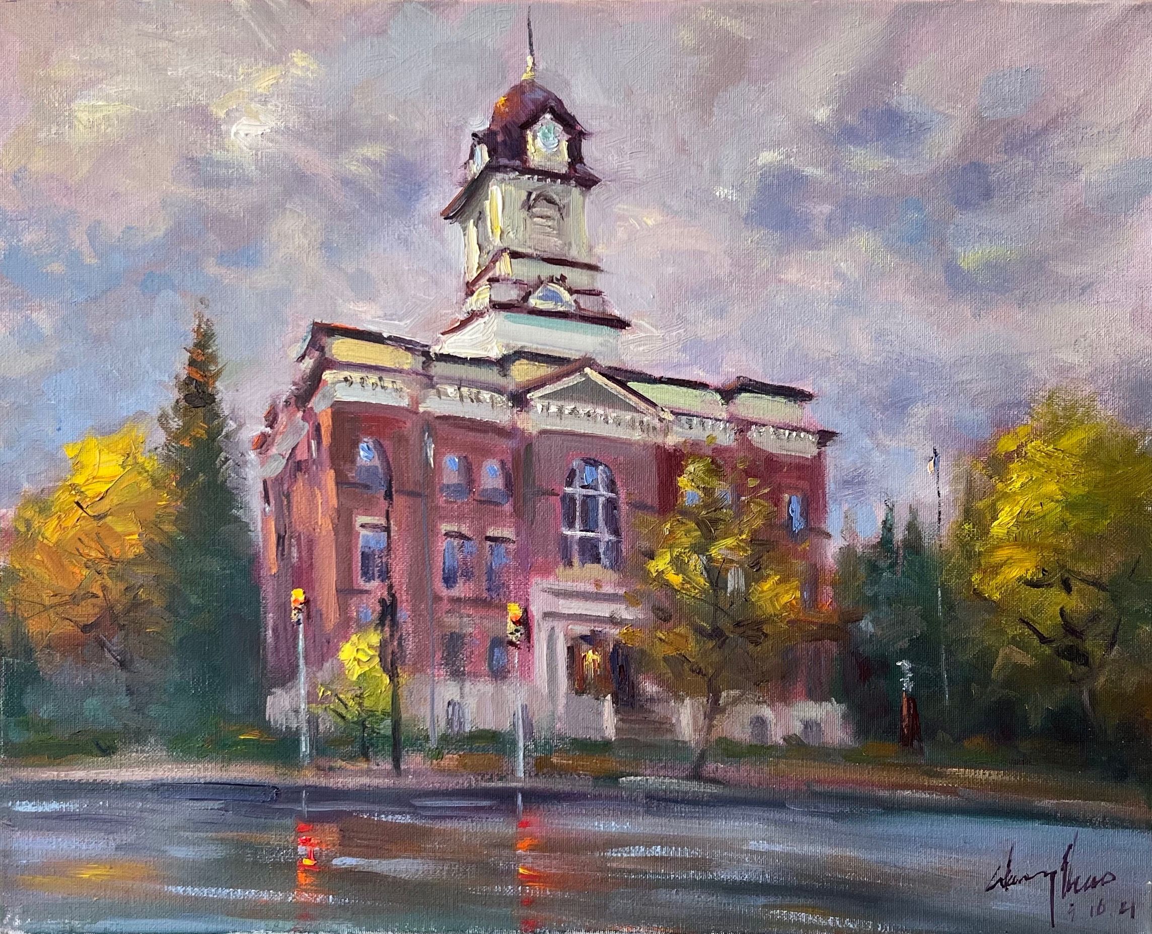 St. Boniface City Hall on a Rainy Morning
