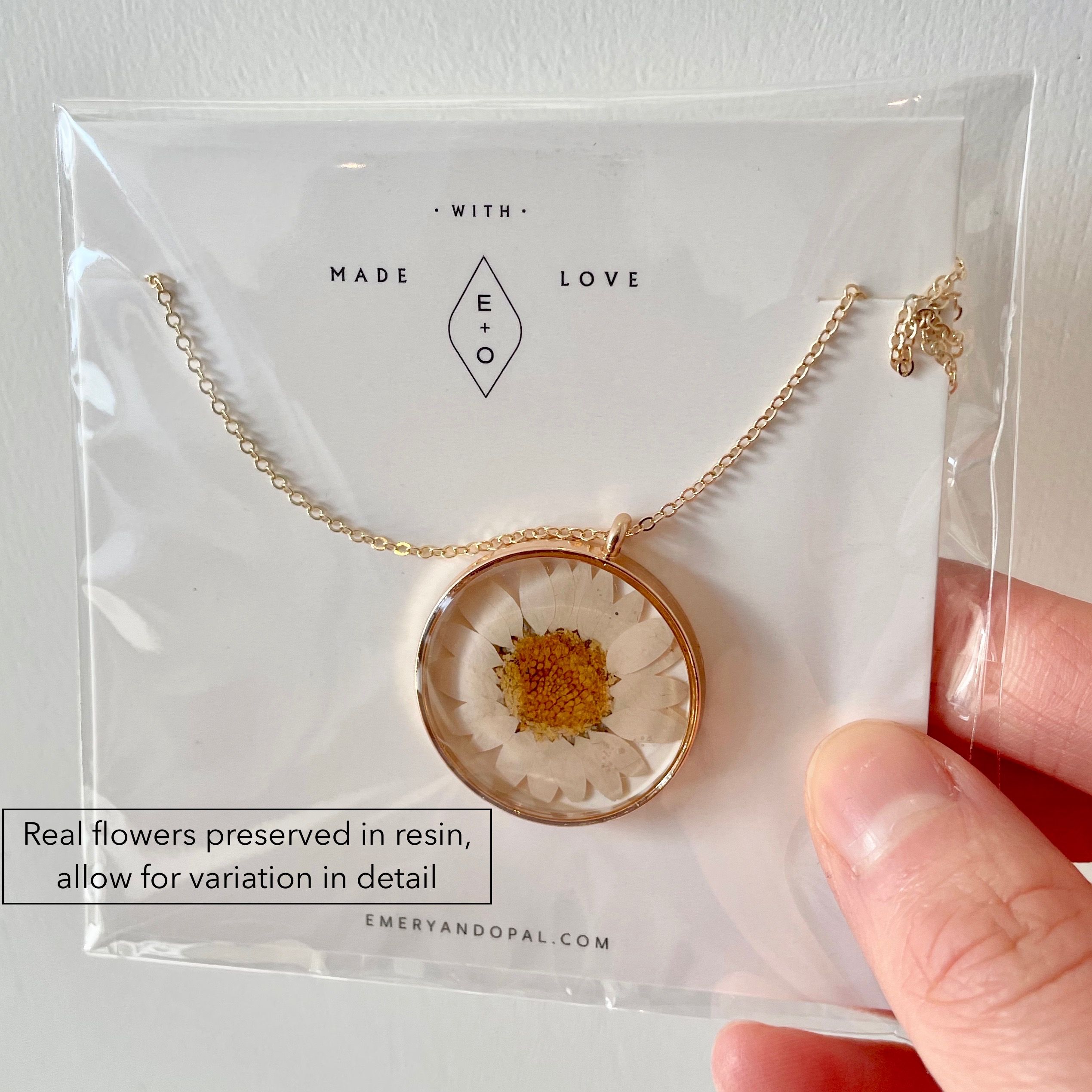 Round Pressed Daisy Necklace (Gold-Filled) - 22