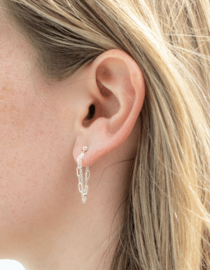 Dangle Paperclip Chain Earrings (Sterling Silver)