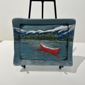 Small Red Canoe Plate by Elaine Brewer-White