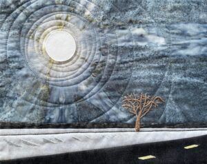 Half Way Tree, 8x10 art quilt by Carolyn Klassen