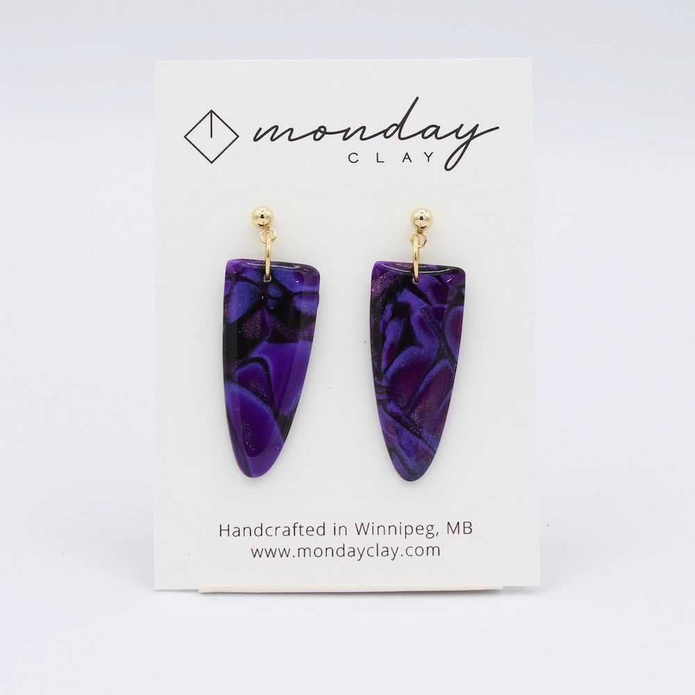 Iridescent Purple Dagger Dangles
