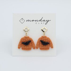 Bat on Orange Sweater Dangles