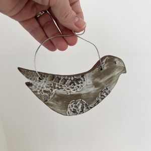 Lace Textured Bird Ornament (on wire)