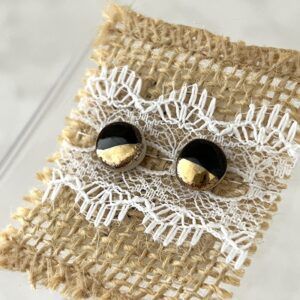 Ceramic Stud Earrings – Black/Gold