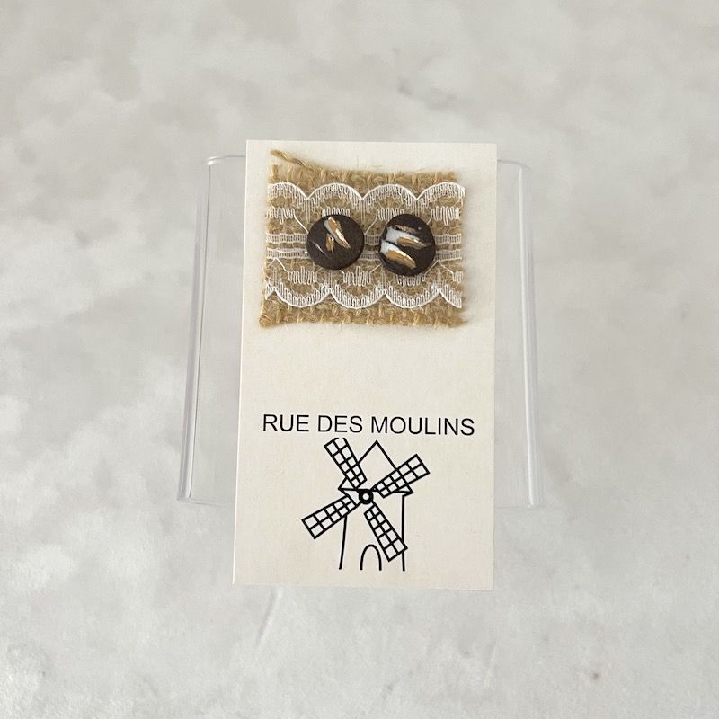 Ceramic Stud Earrings - Clay/Gold