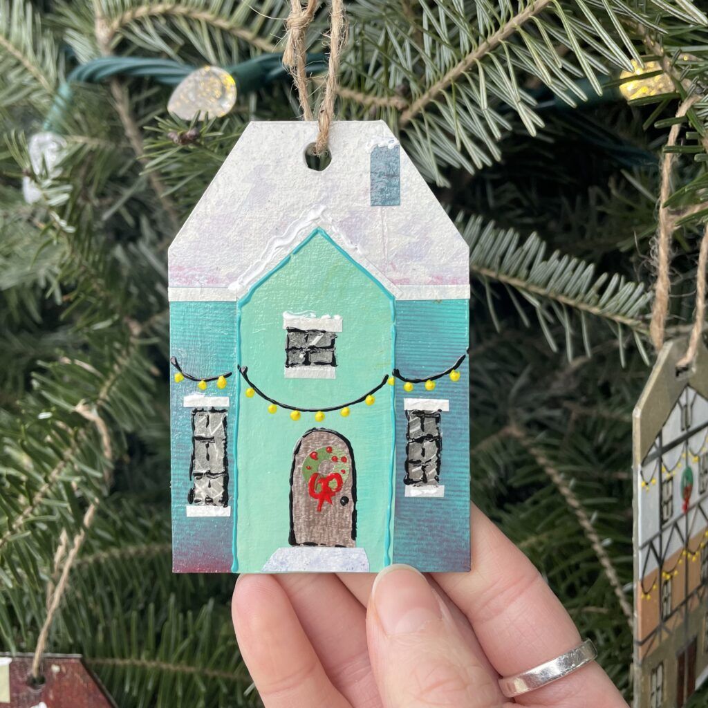 Teal House Ornament