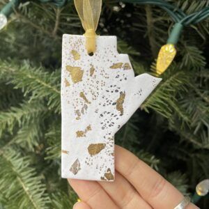 Gold & Silver Manitoba Ornament by Monday Clay