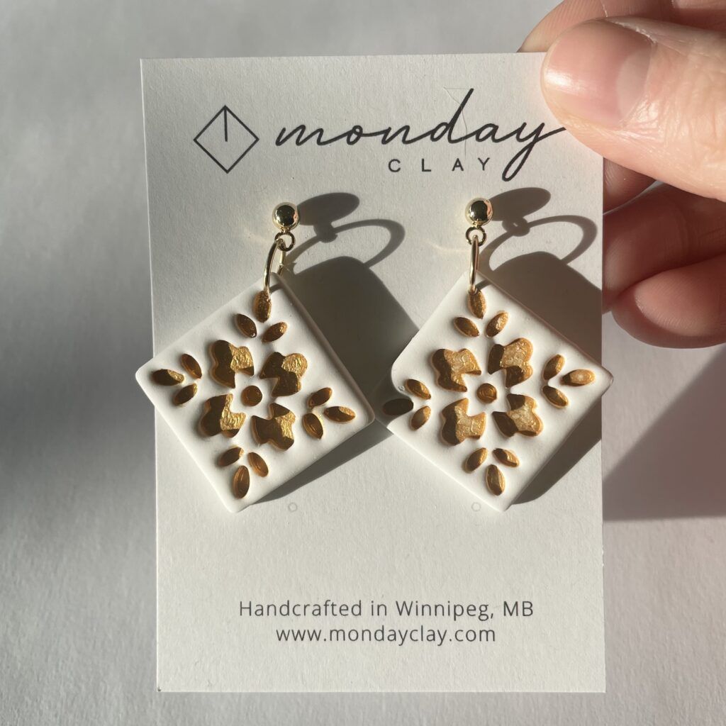 White & Gold Tile Dangles